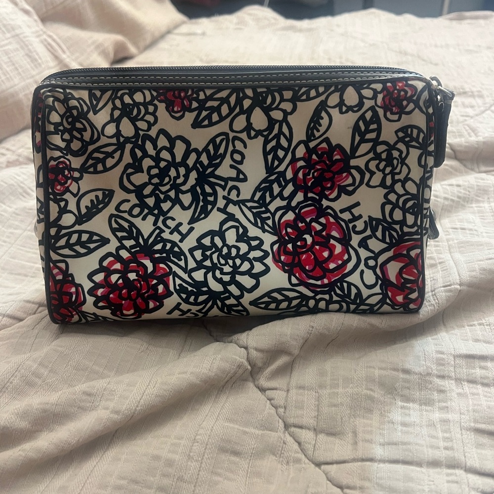 Coach Floral Print Women's Bag - Black and fushia